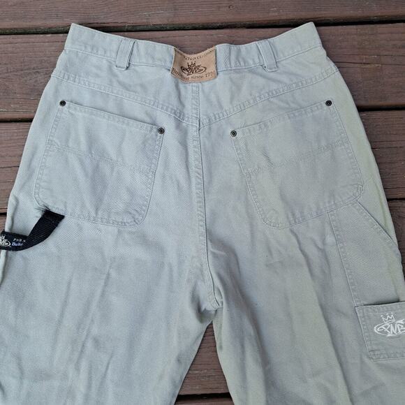 Vintage PNB Nation Clothing Carpenter Cargo pants 34X34 Men Baggy Y2K Kaki Hip H - Picture 1 of 13